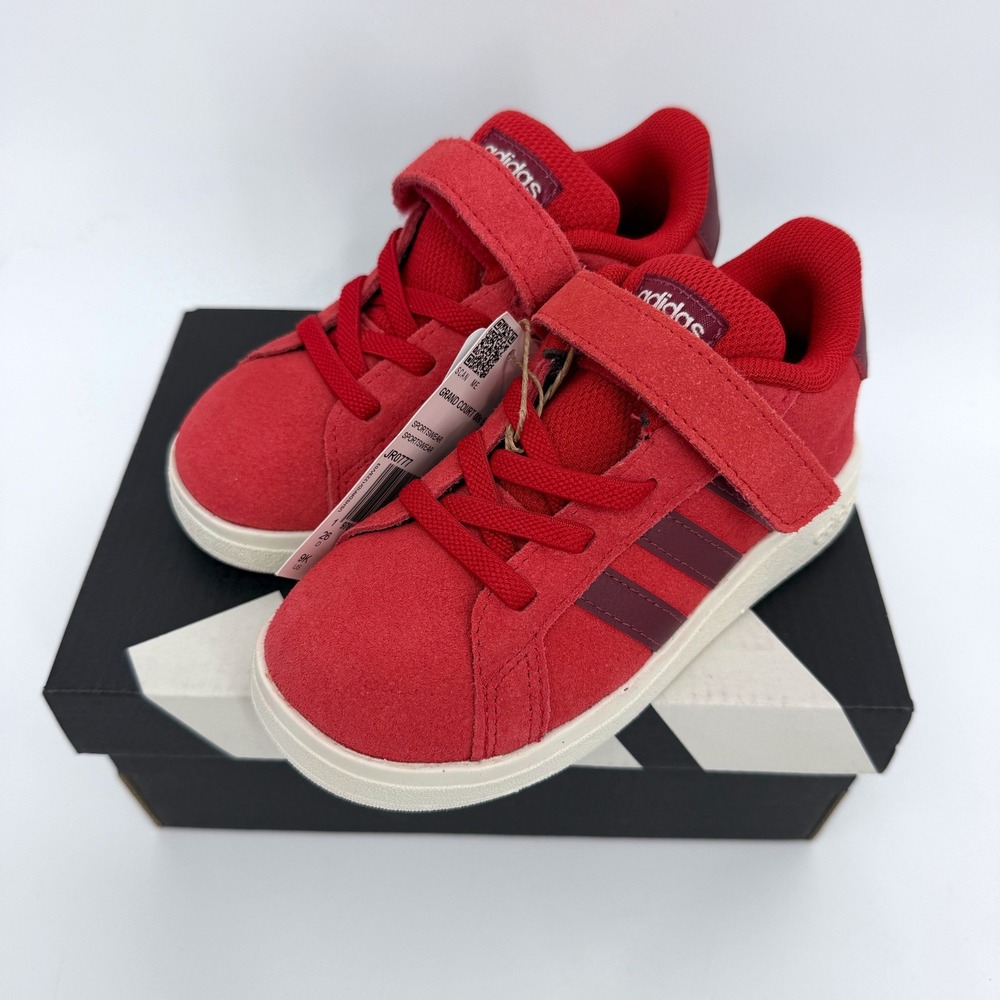 New Adidas Grand Court 00s Toddler Sz 9 Shoes Red Suede